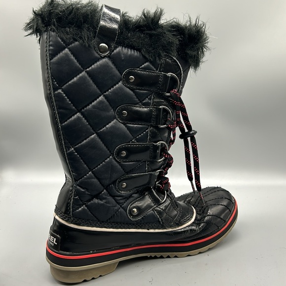 Sorel Tolfino Black Quilted Faux Fur Waterproof Snow Winter Tall Boot sz 7 - Picture 5 of 9